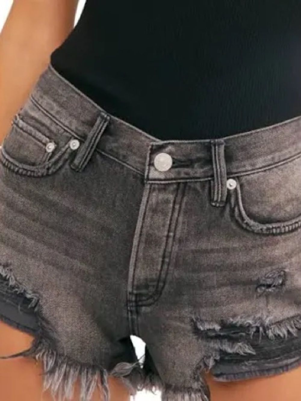 We The Free Free People Loving Good Vibrations Denim Shorts Black 28 EXCELLENT